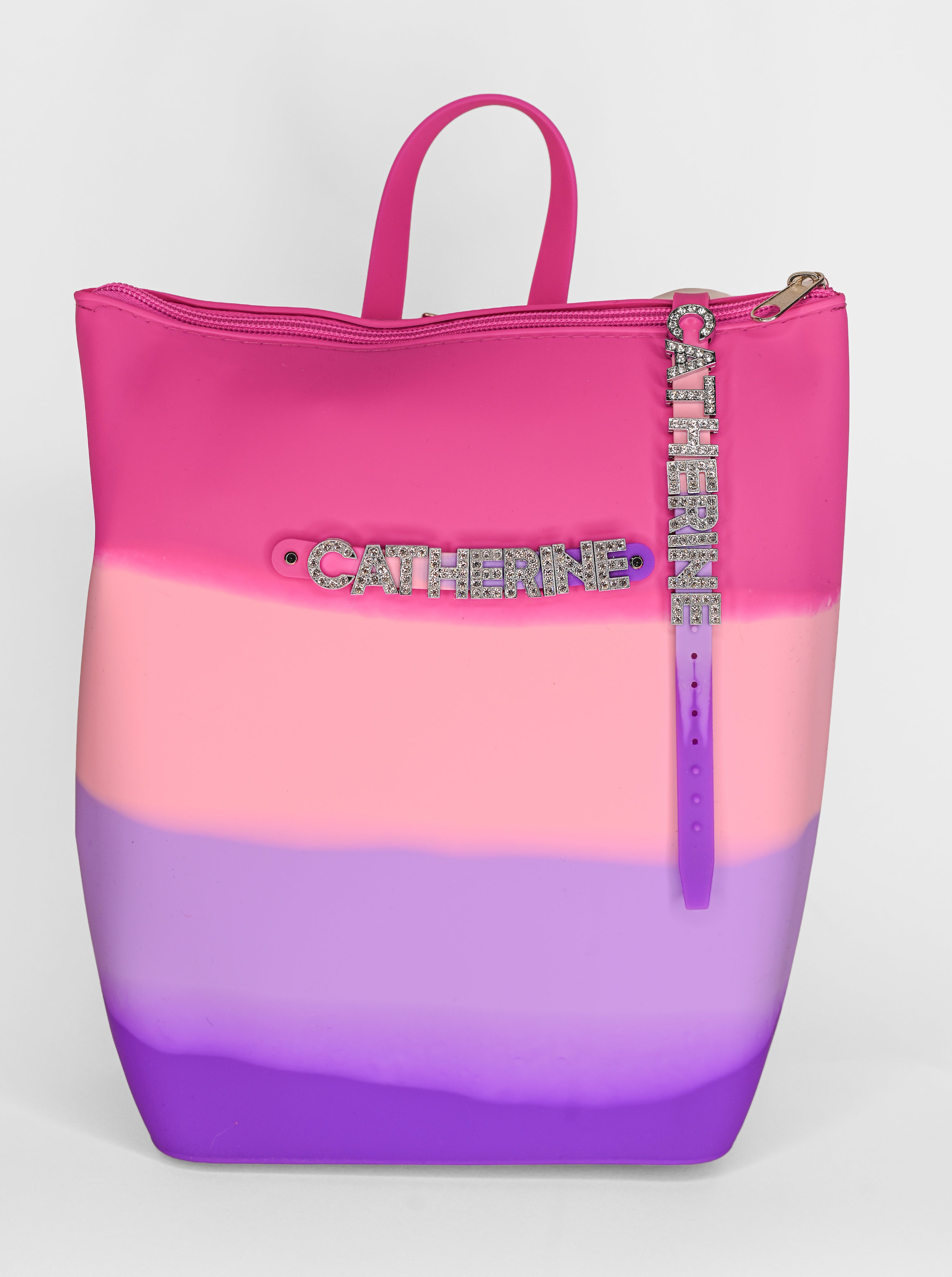 Hunnie Bunnie Zipper Bucket Bag with Personalized Name Bracelet
