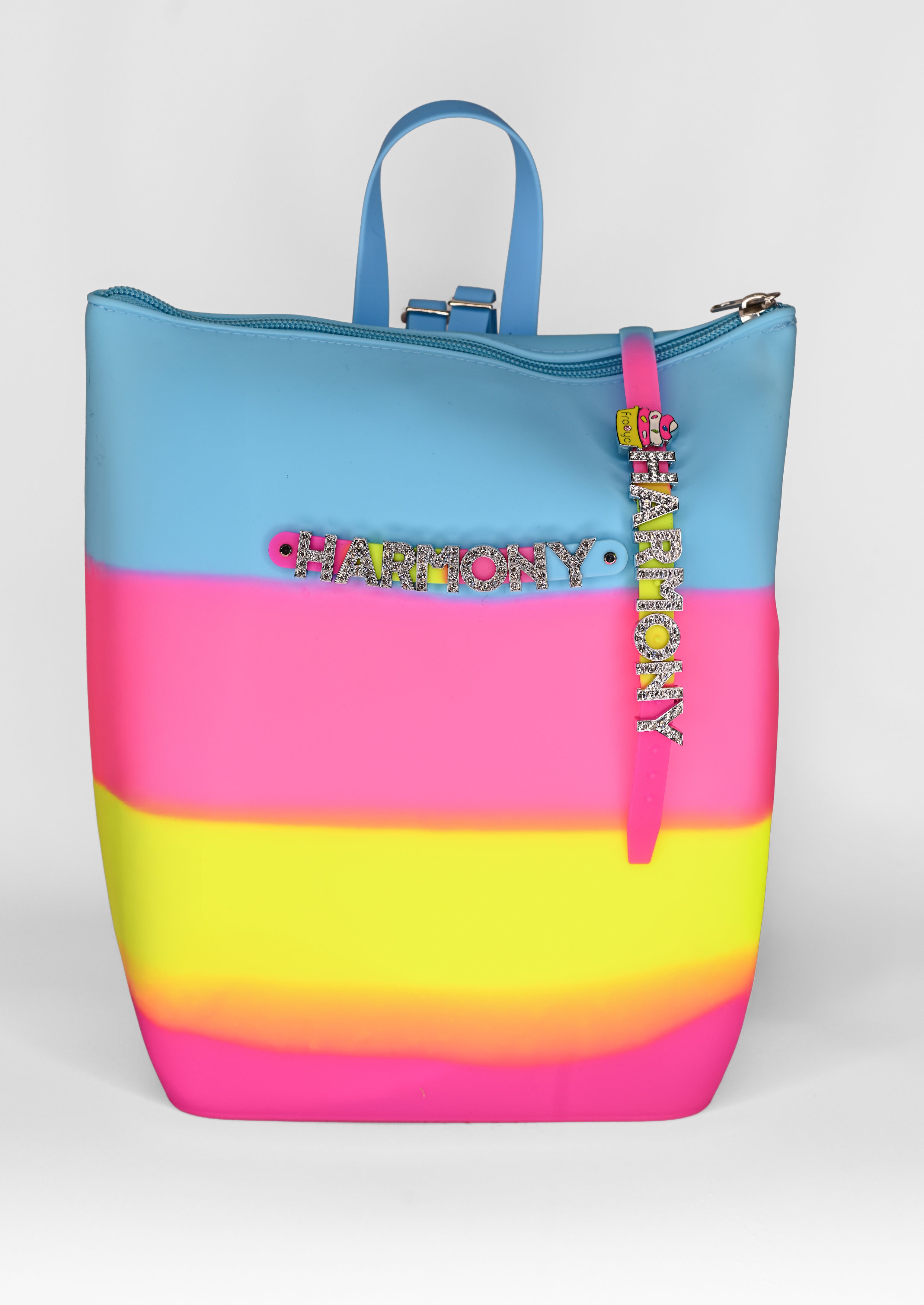 Hunnie Bunnie Zipper Bucket Bag with Personalized Name  and Charm Bracelet