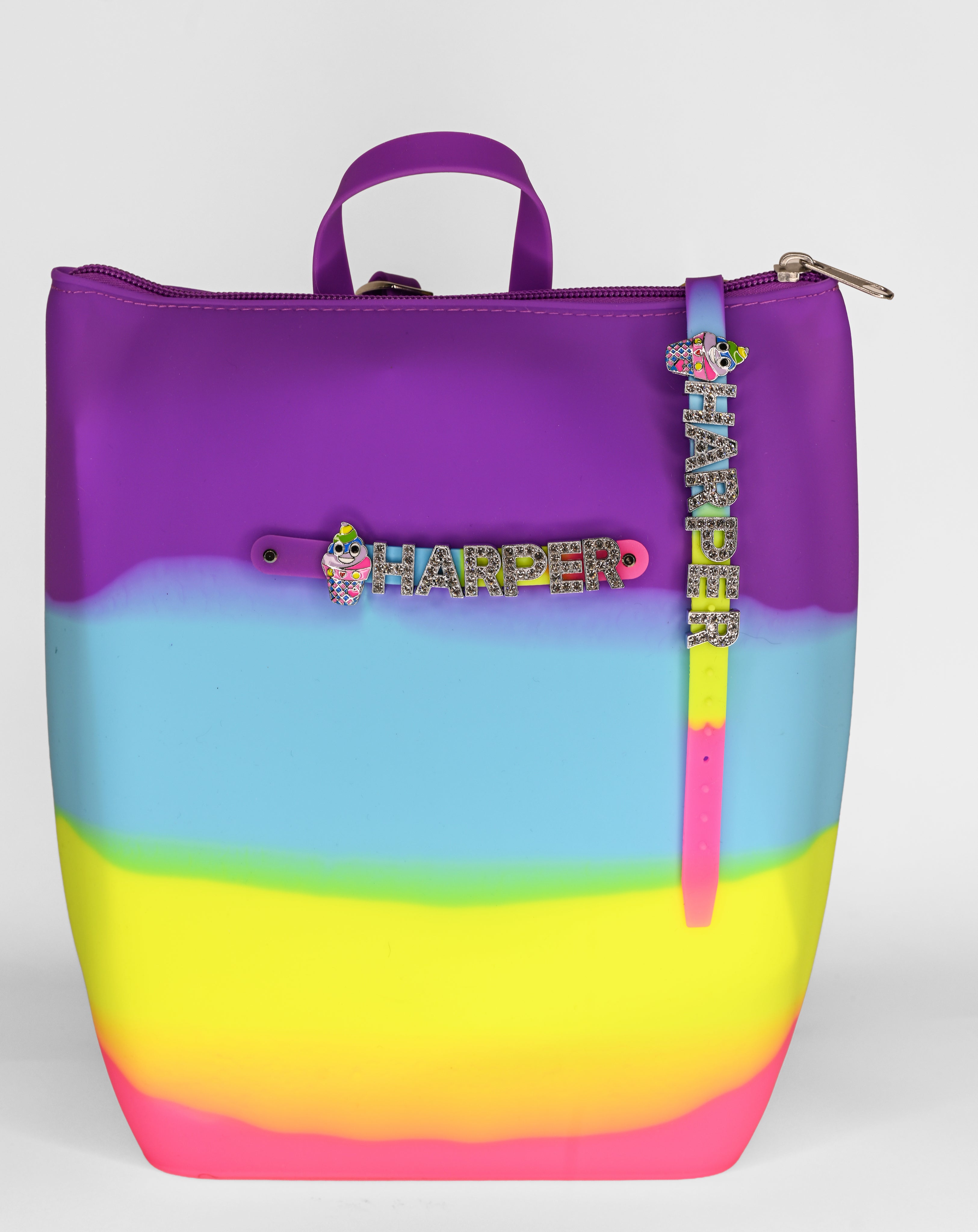 Hunnie Bunnie Zipper Bucket Bag with Name  and Charm Bracelet