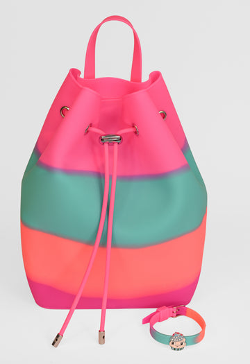 Draw String Bucket Bag with Bracelet