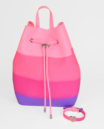 Draw String Bucket Bag with Bracelet