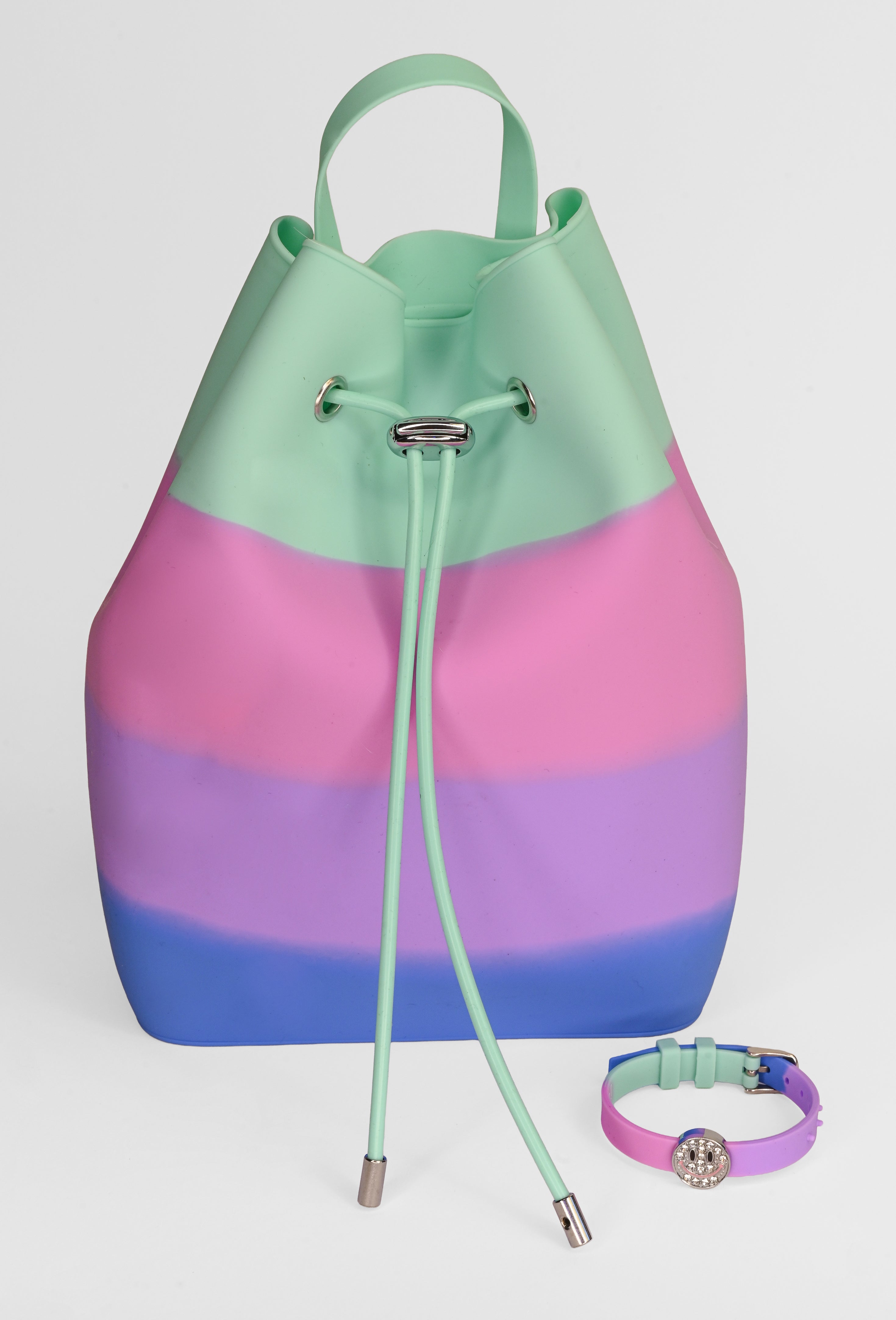 Draw String Bucket Bag with Bracelet