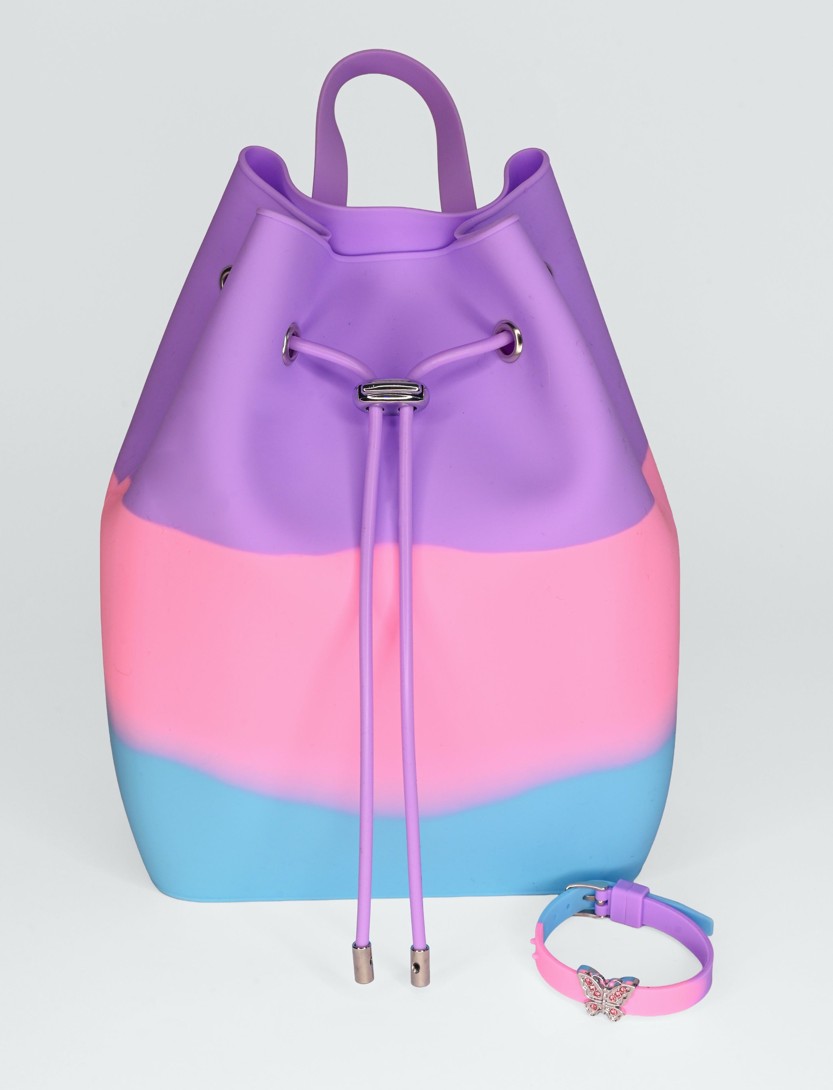 Draw String Bucket Bag with Bracelet