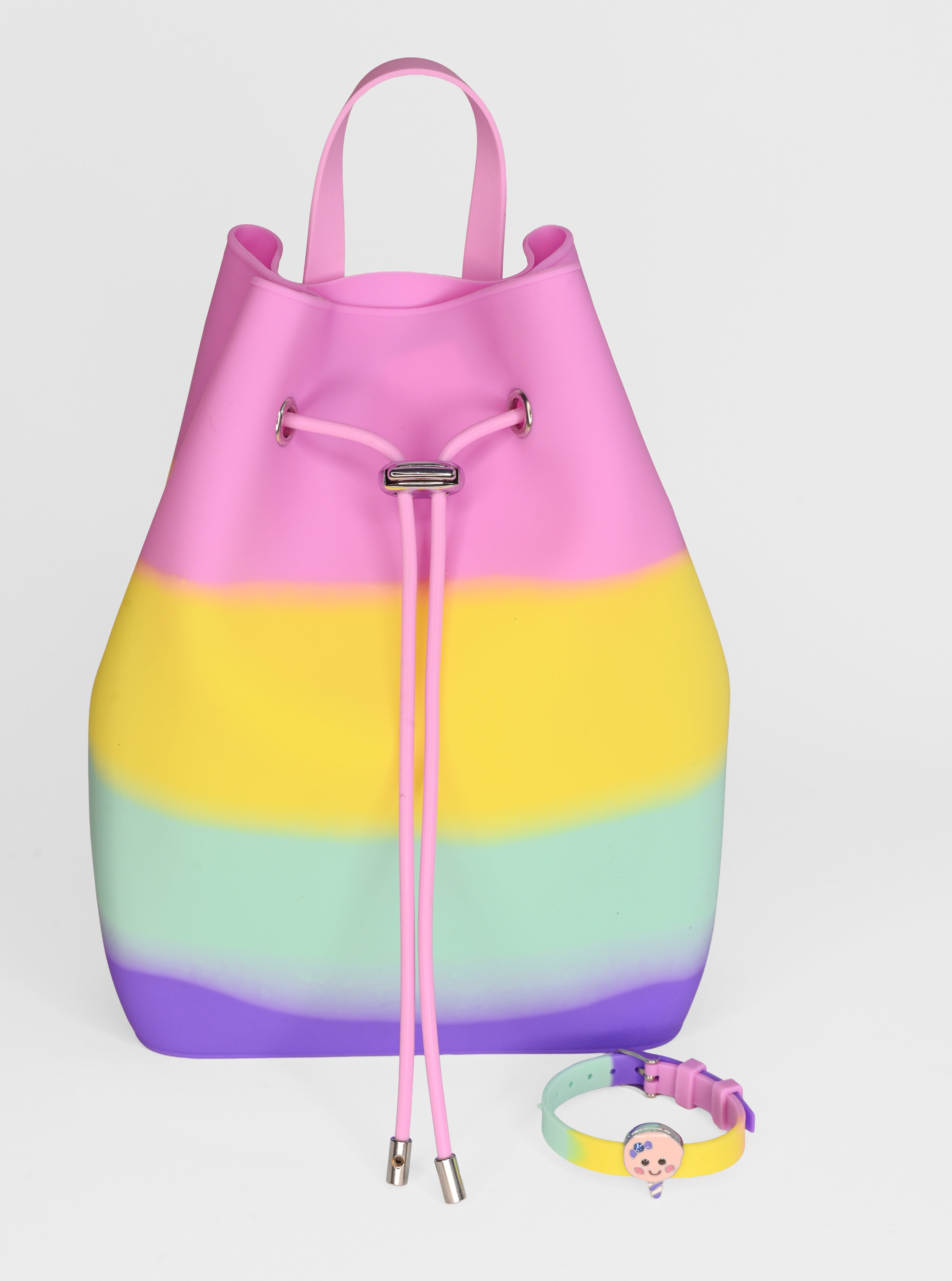 Draw String Bucket Bag with Bracelet