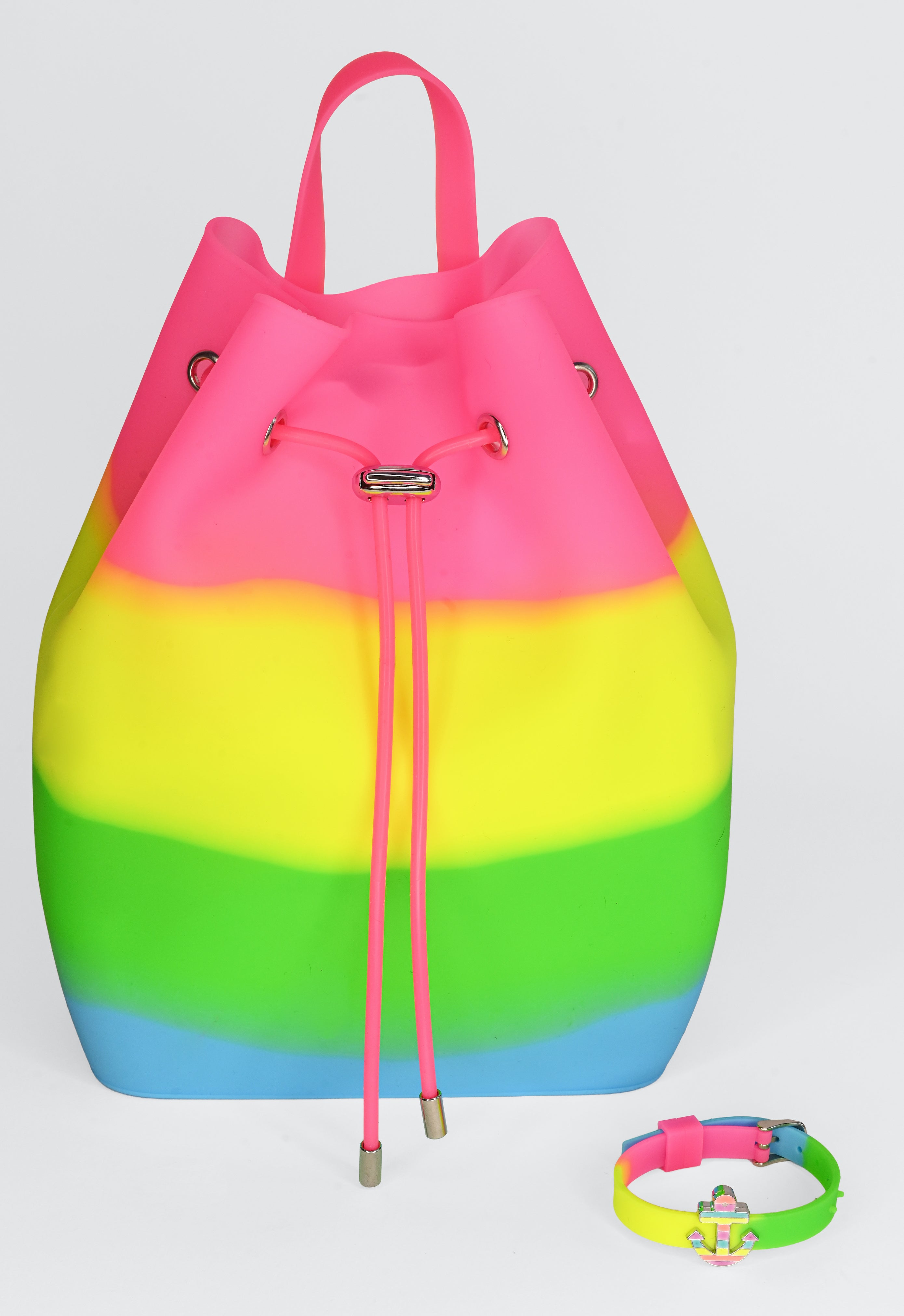 Draw String Bucket Bag with Bracelet