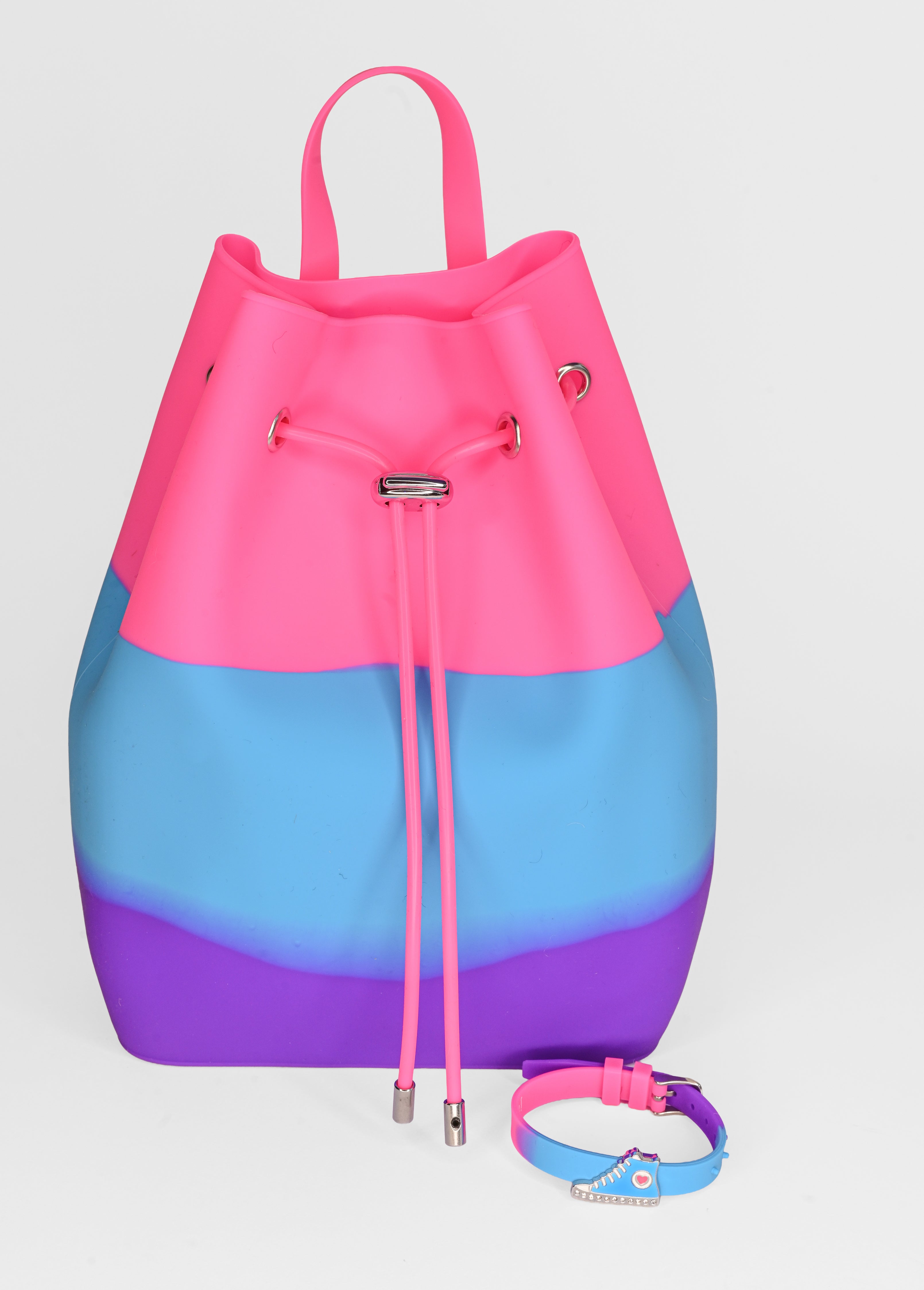 Draw String Bucket Bag with Bracelet