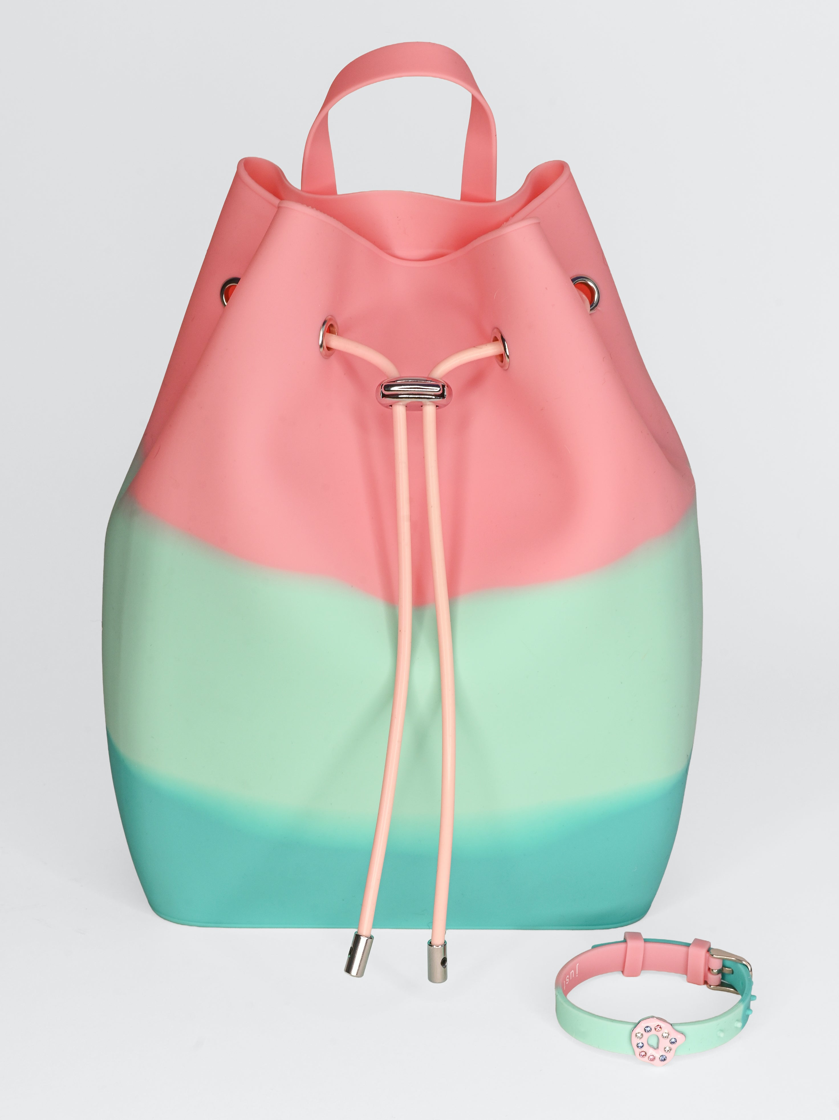 Draw String Bucket Bag with Bracelet