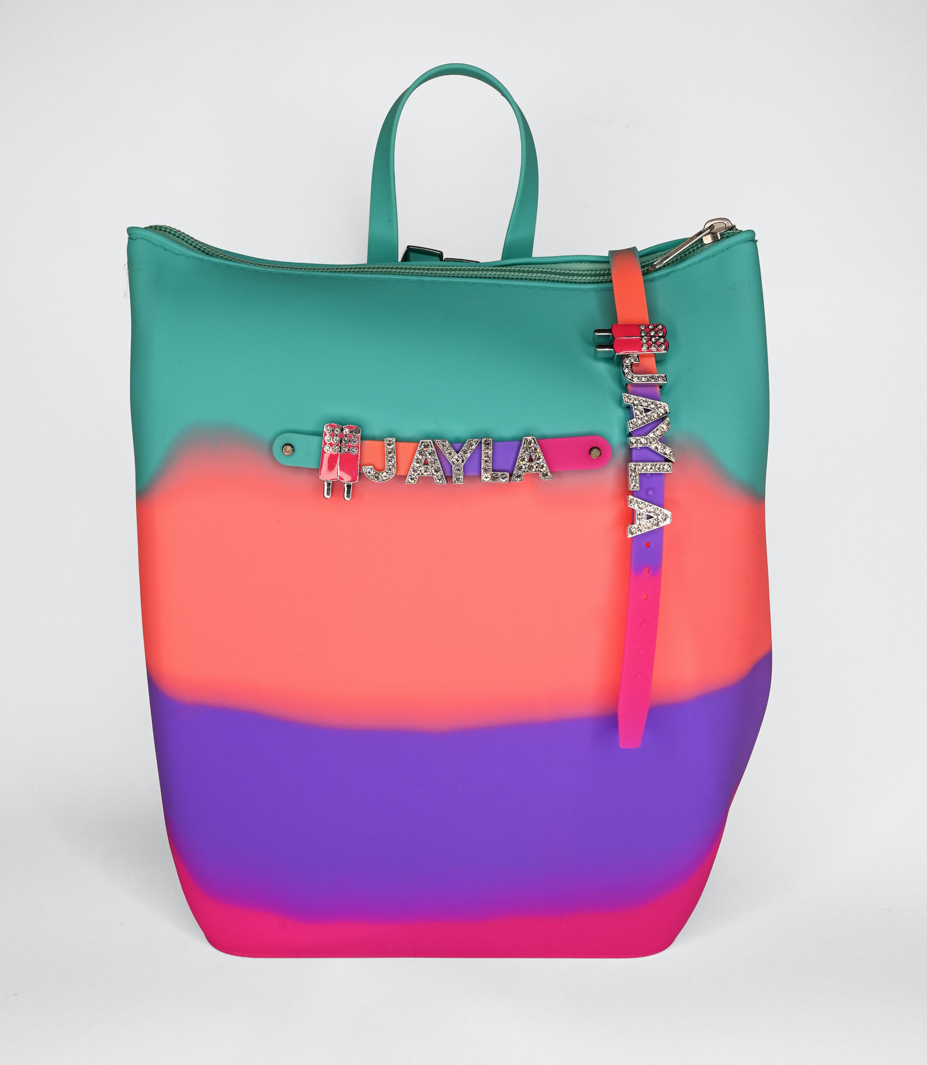 Hunnie Bunnie Zipper Bucket Bag with Name and Charm Bracelet