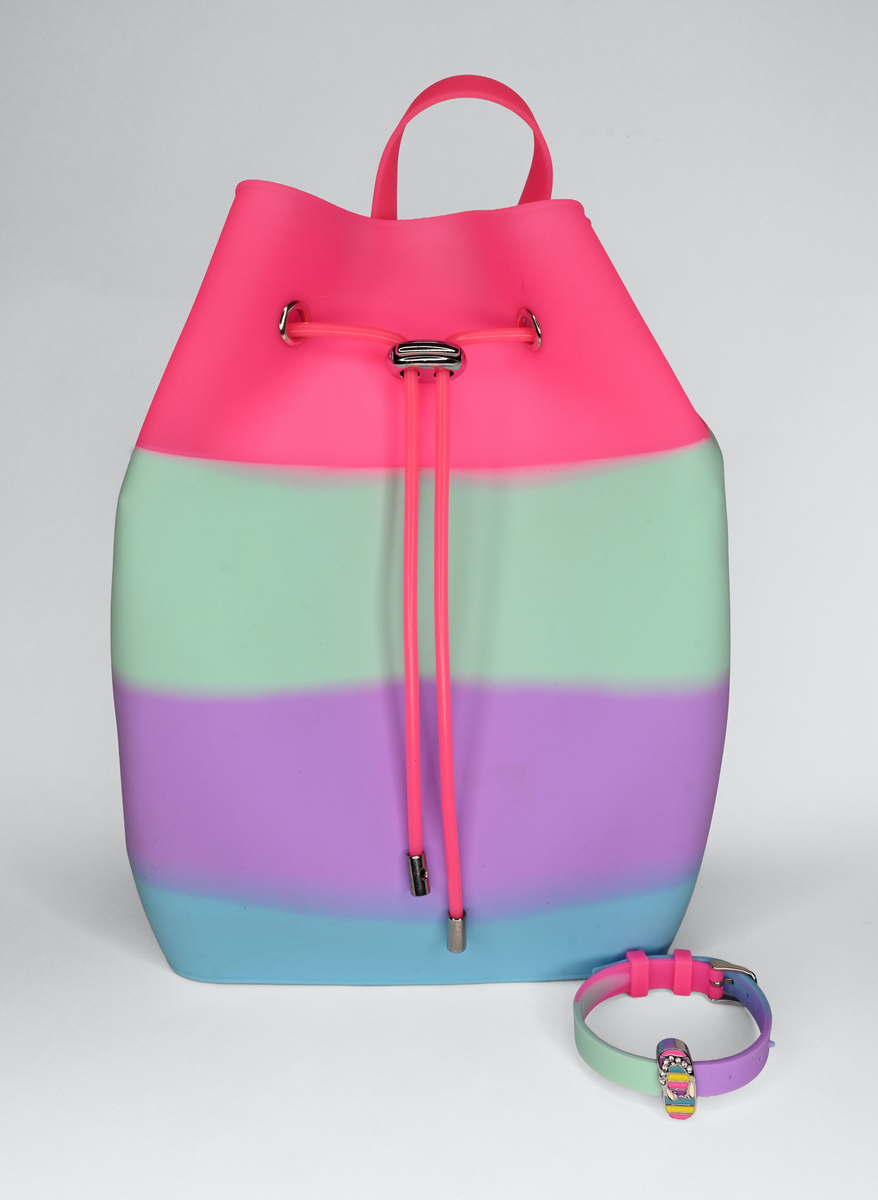 Draw String Bucket Bag with Bracelet