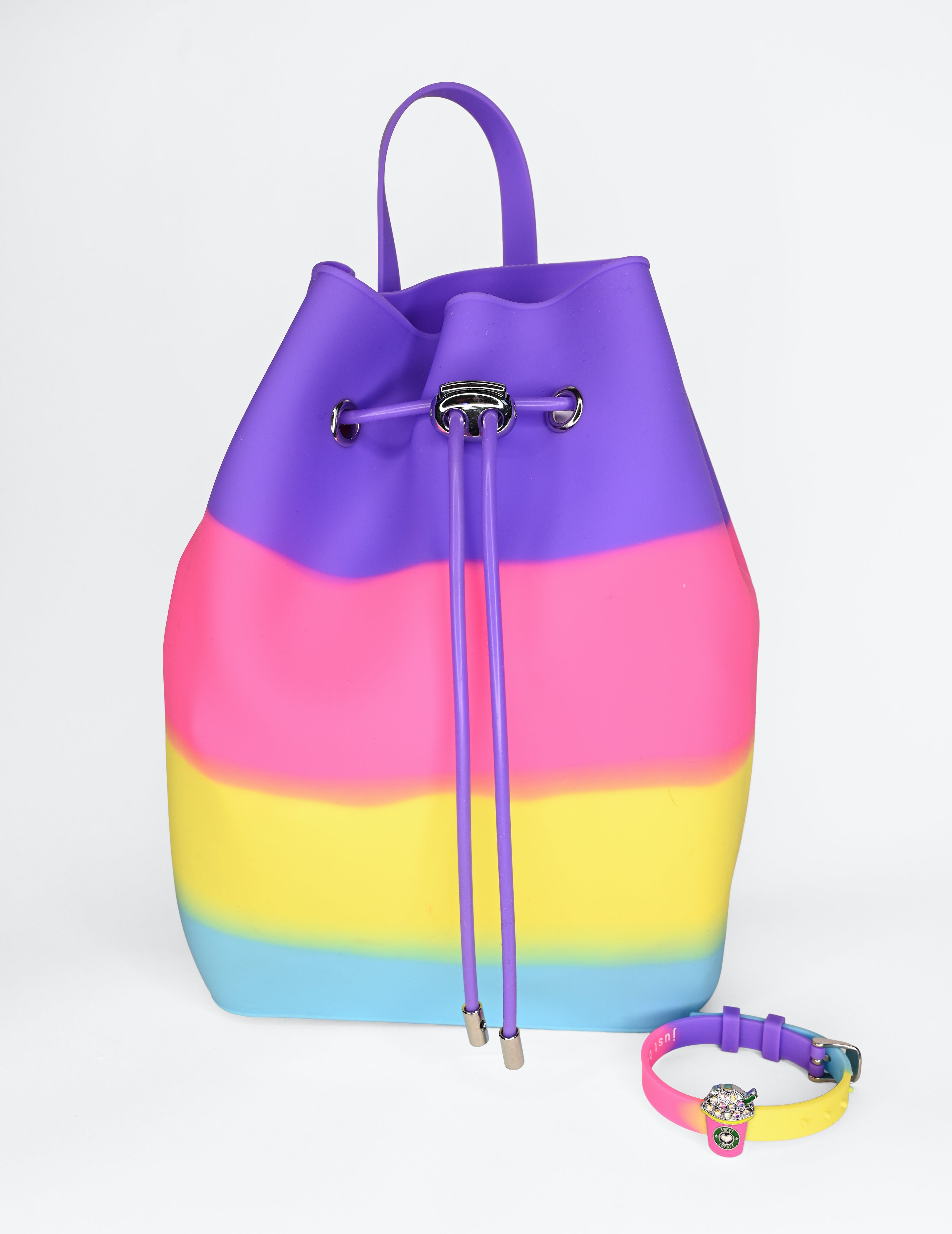 Draw String Bucket Bag with Bracelet