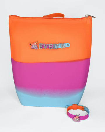 Hunnie Bunnie Zipper Bucket Bag with Charm Bracelet