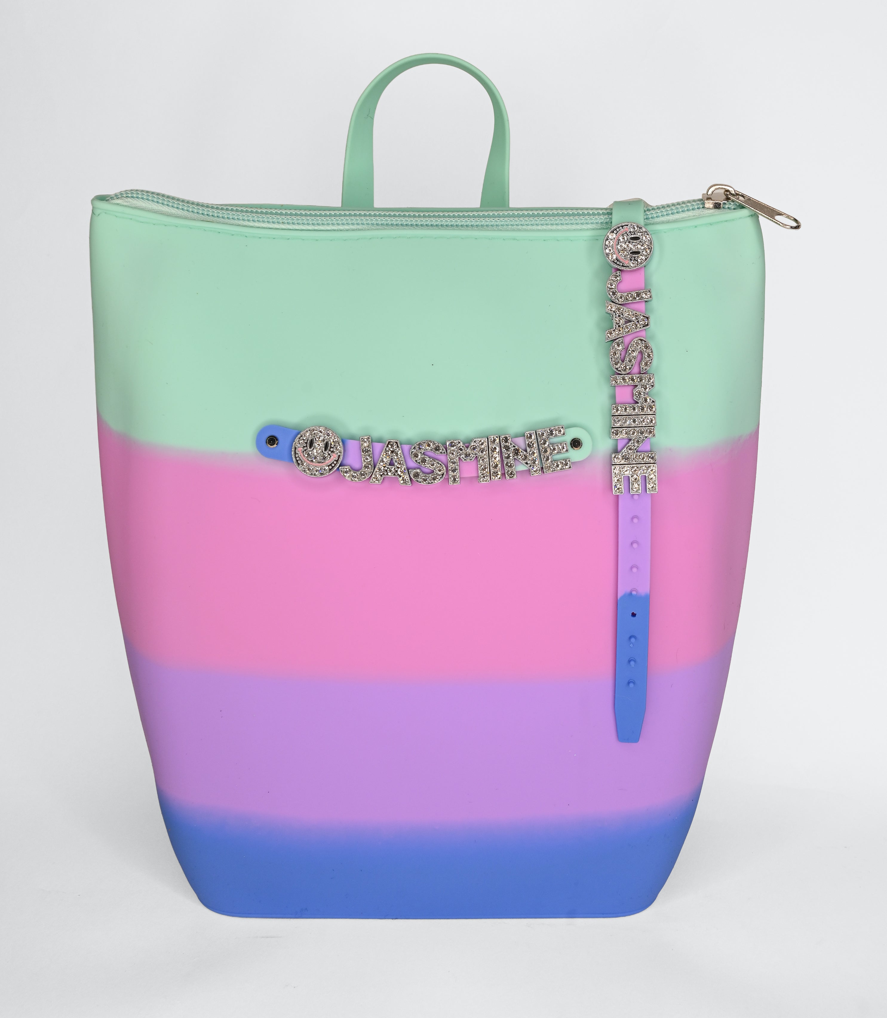 Hunnie Bunnie Zipper Bucket Bag with Name and Charm Bracelet