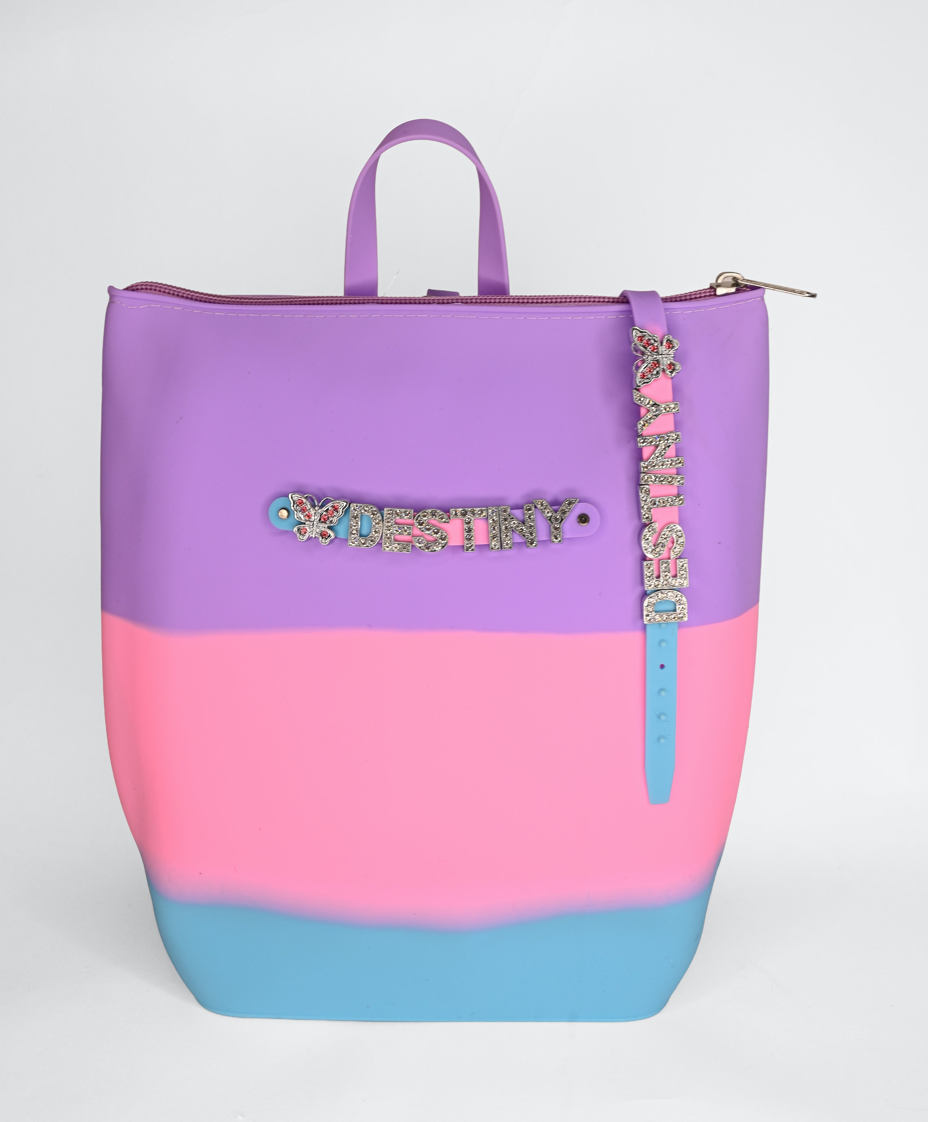 Hunnie Bunnie Zipper Bucket Bag with Name and Charm Bracelet