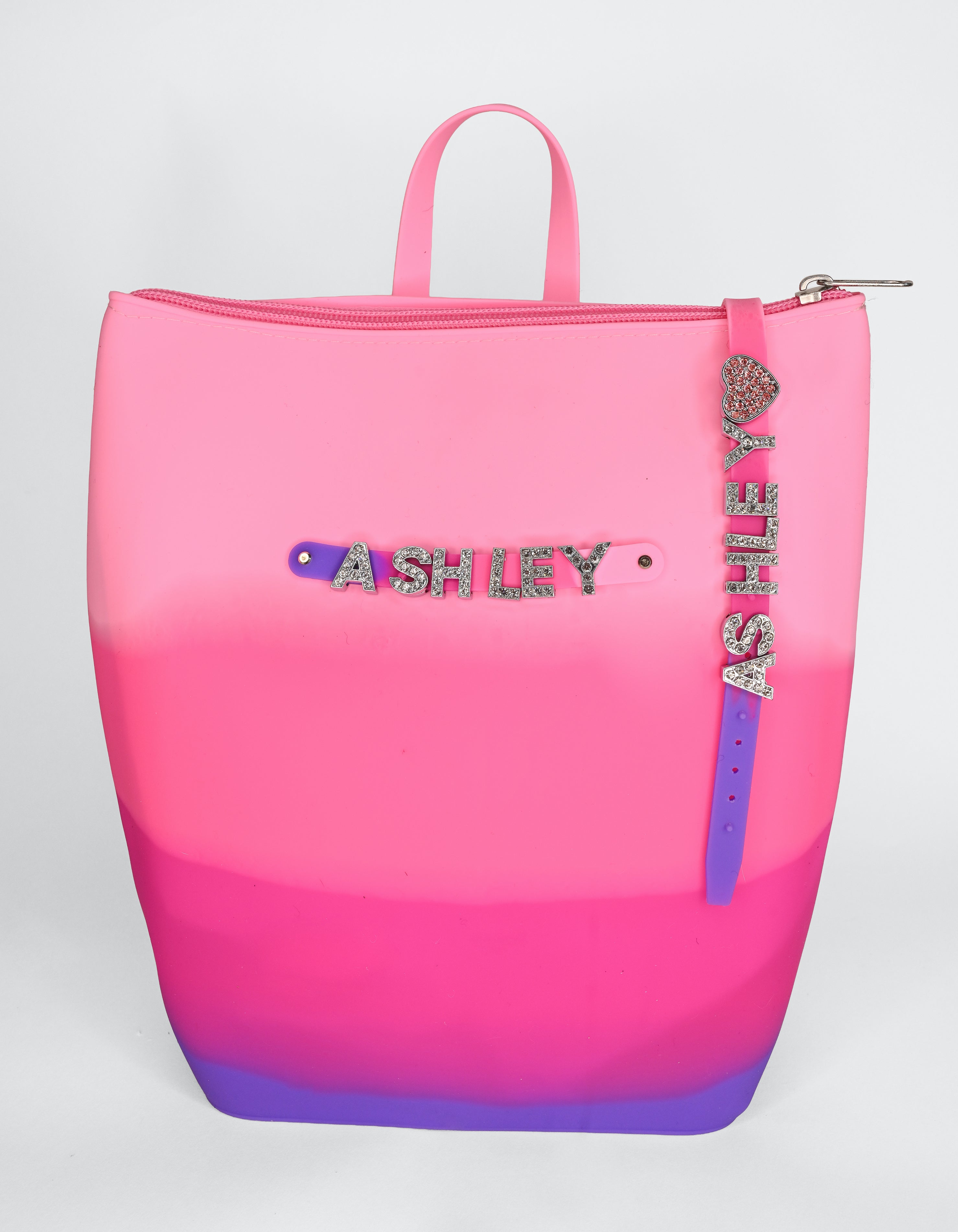 Hunnie Bunnie Zipper Bucket Bag with Name and Charm Bracelet
