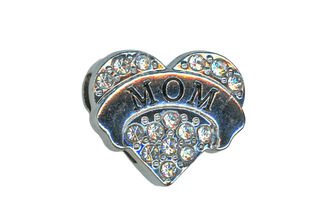 White-Heart Mom Charm