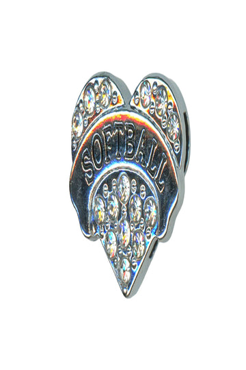 White HeartSoftball Charm