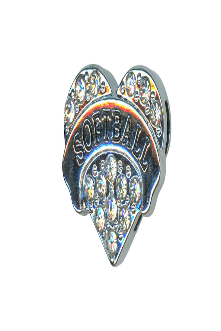 White HeartSoftball Charm